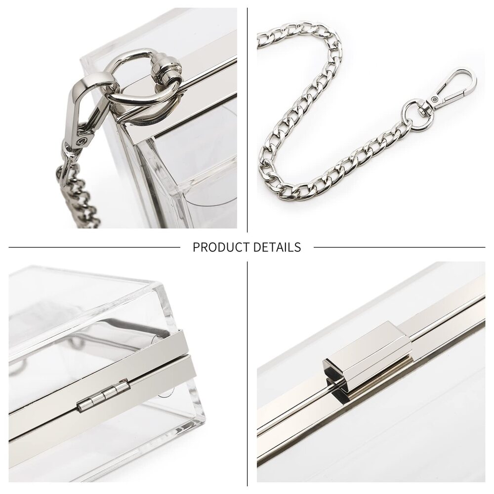 7898 Clear Clutch Purse Handbag , Clear Acrylic Crossbody Evening Bag View 4